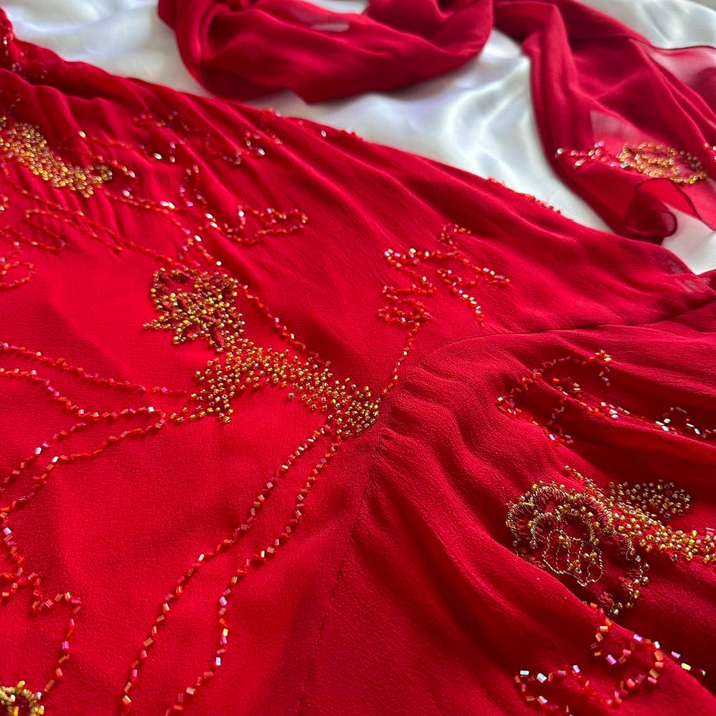 Women's Red and Gold Dress