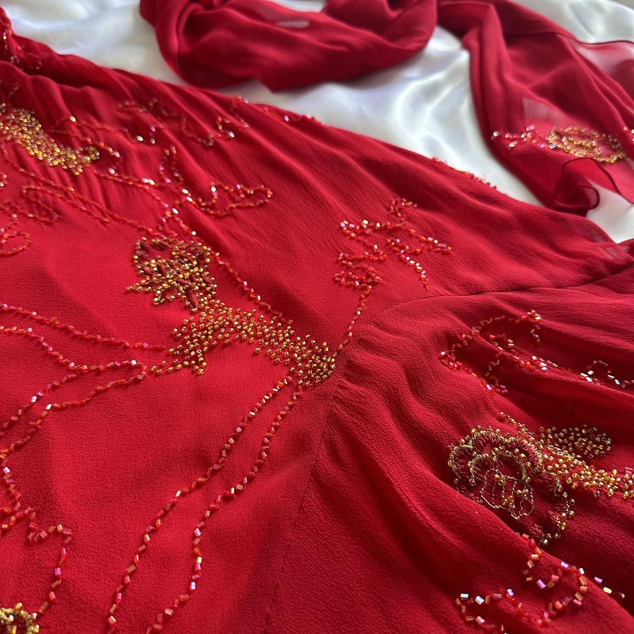 Women's Red and Gold Dress