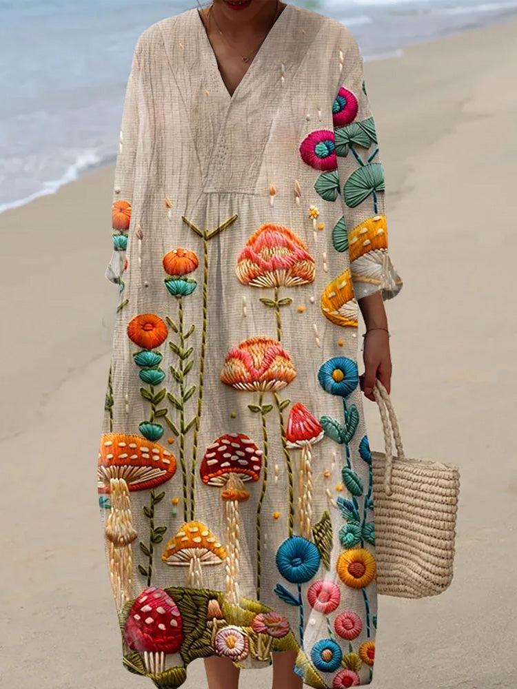 Women's Embroidery Floral Art Print Dress