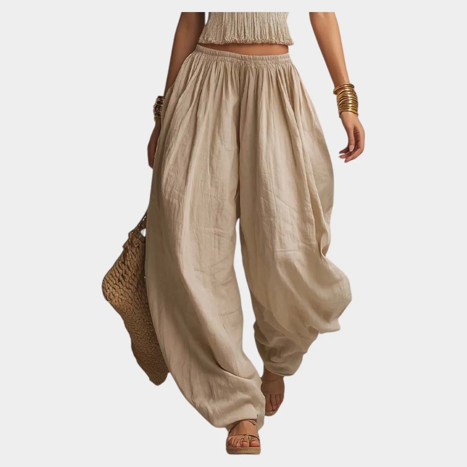 Halter Crop Top & Wide-Leg Pants Set