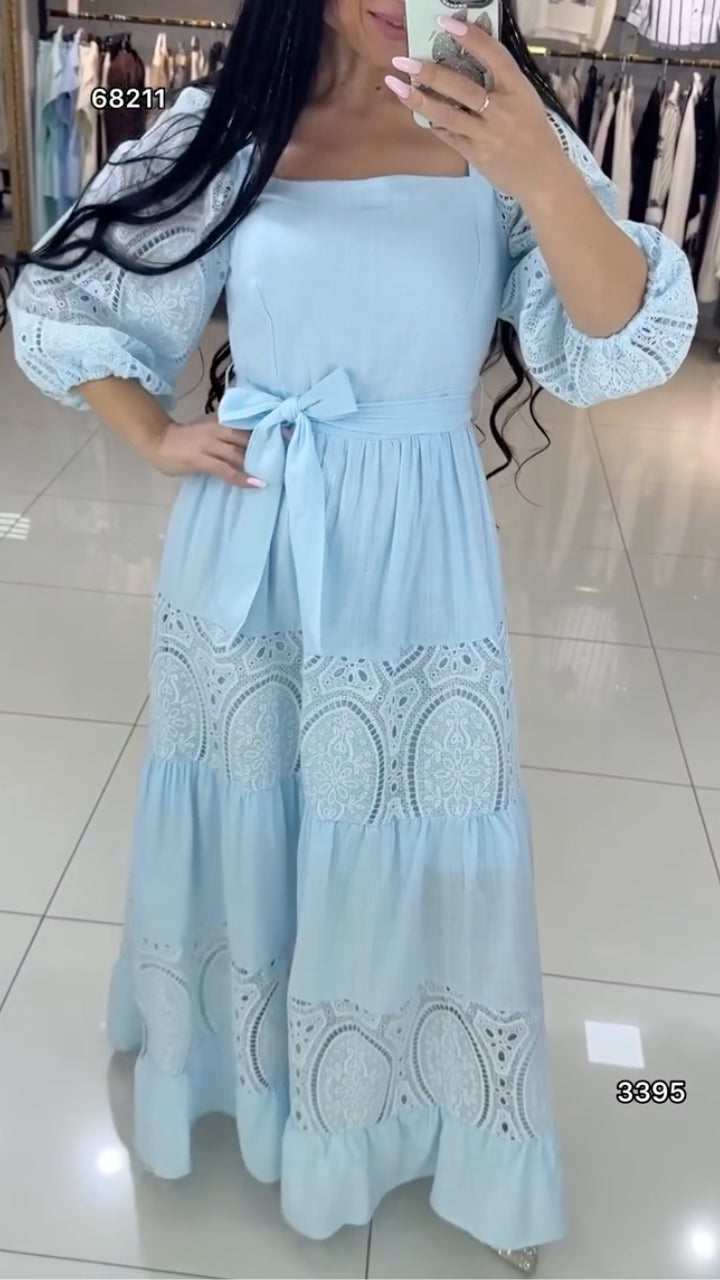 Lace Tiered Maxi Dress With Shrug
