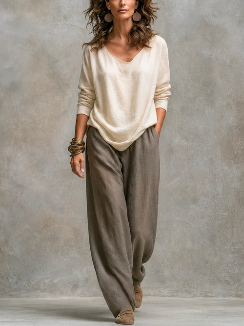 Bohemian Gray Beige Linen Three Piece Suit