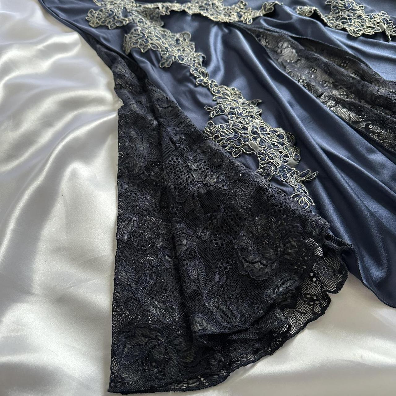 Blue gorgeous exquisite applique lace spaetti straps long satin prom dress evening dress party dress