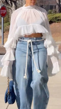 Women's Chiffon Irregular Top & Jeans Casual Set