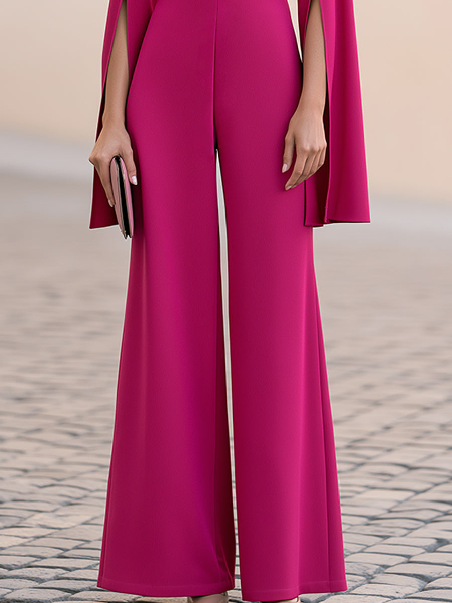 Split Cape Sleeve Wide-Leg Jumpsuit