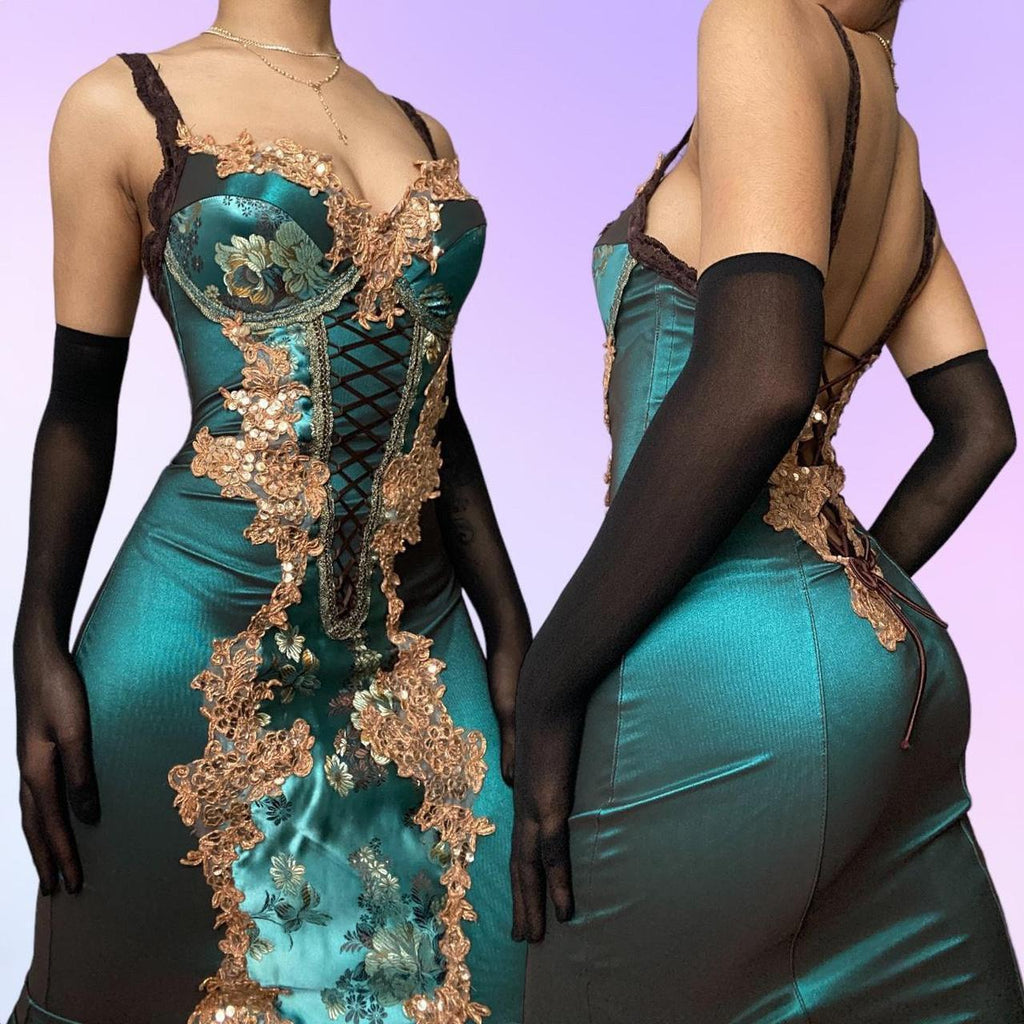 & Other Stories Women's Blue and Gold Dress
