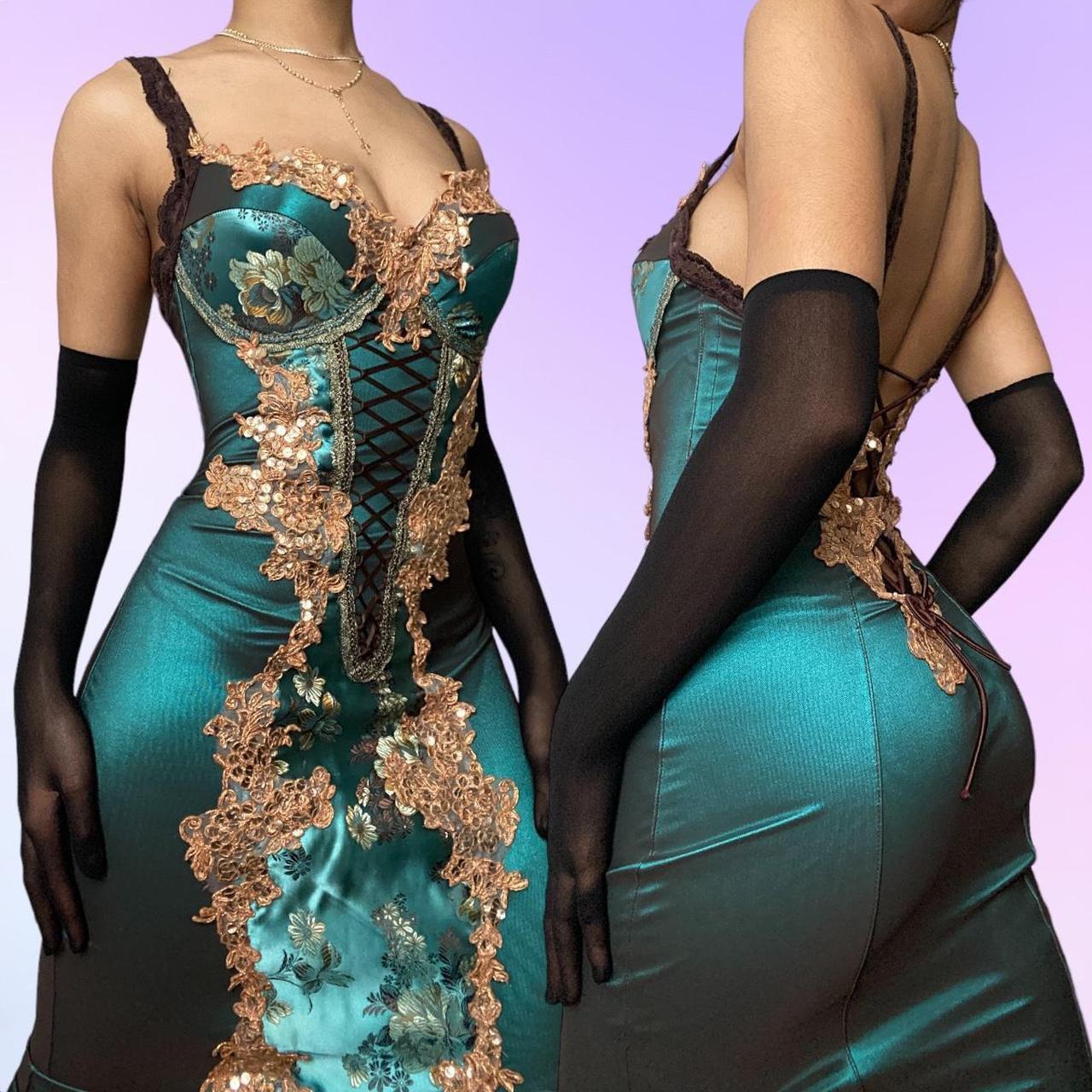 & Other Stories Women's Blue and Gold Dress