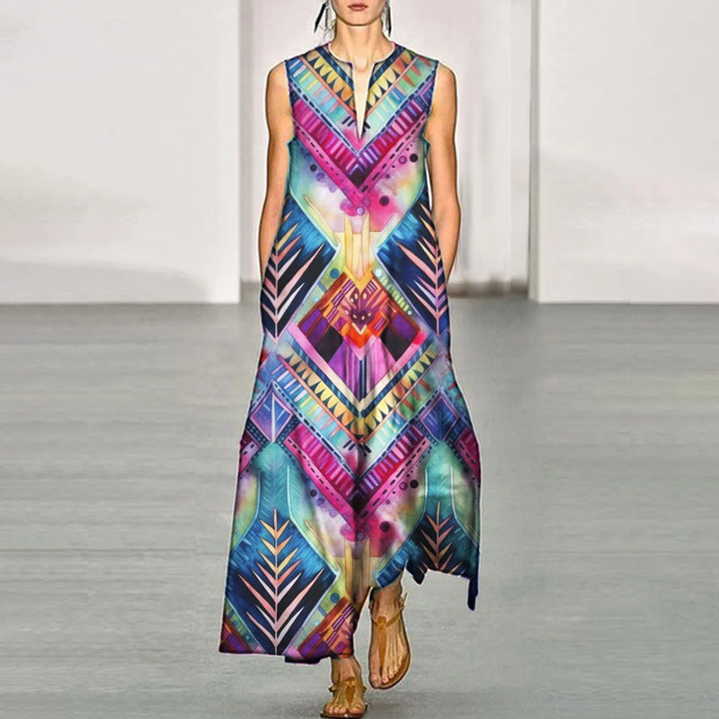 Bohemian Women's Casual Resort Sleeveless Long Dresses