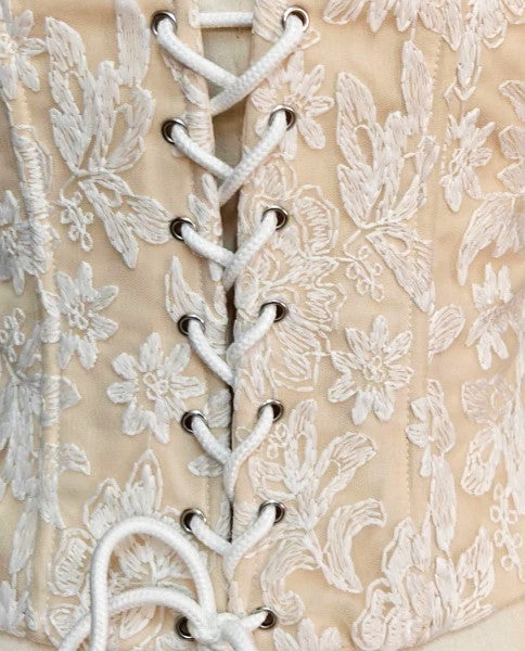 Strapless Floral Corset Two Piece Dress Ivory