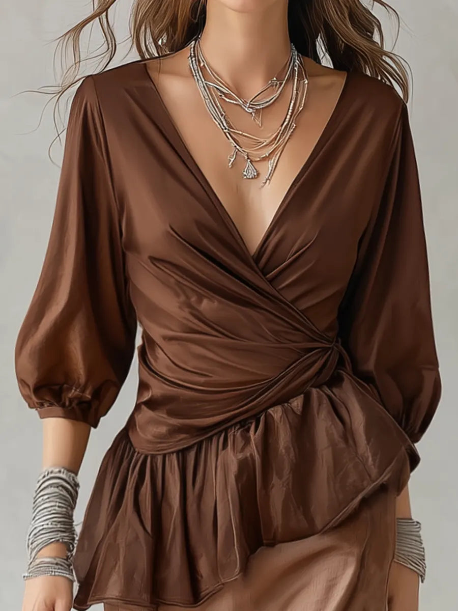 Refined Wrap Waist Maxi Skirt Set