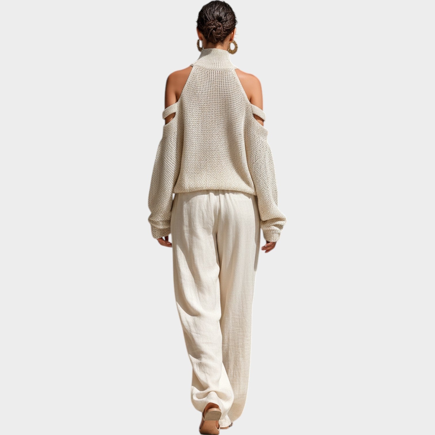 Relaxed Cold-Shoulder Knit Set