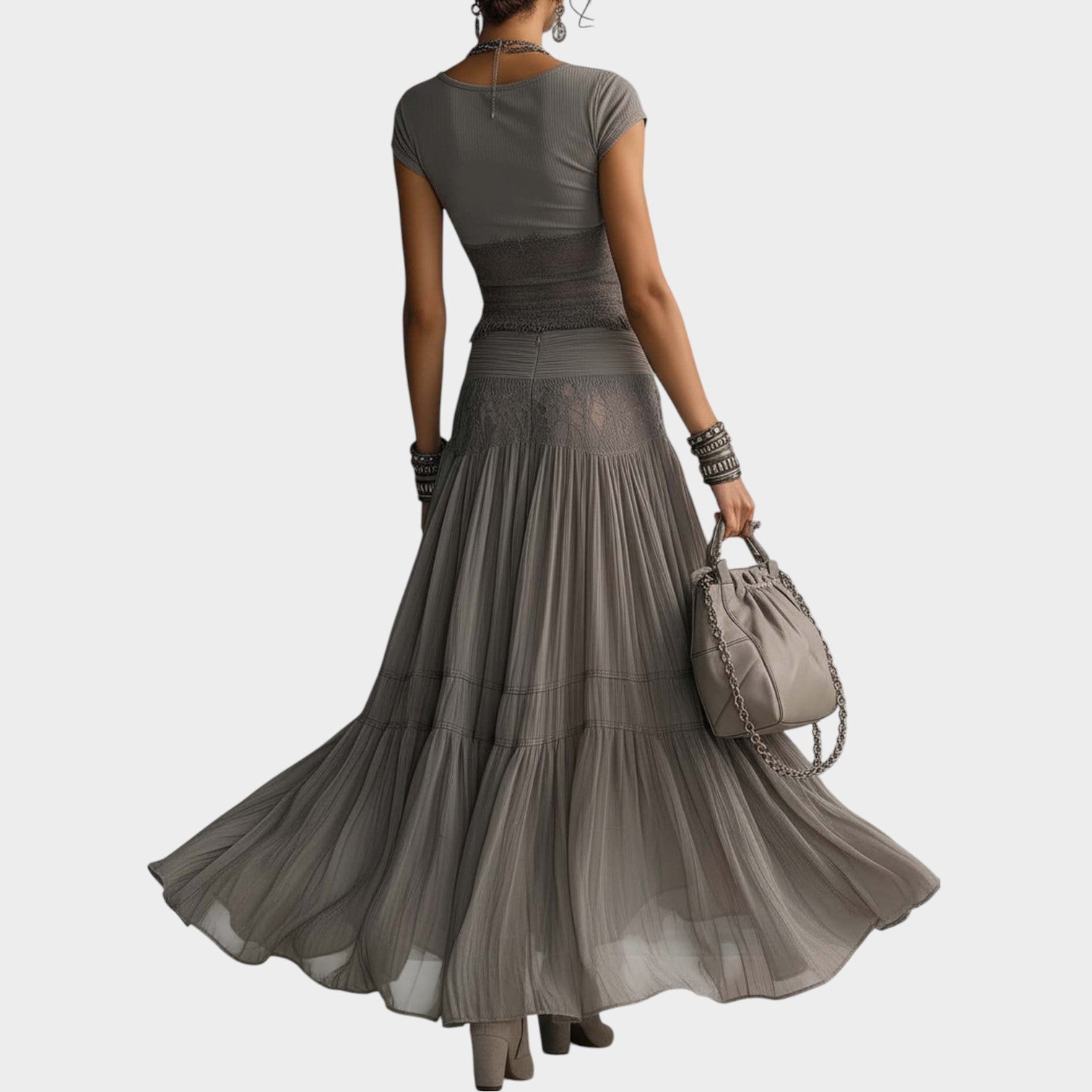 Crop Top & Sheer Maxi Skirt Set