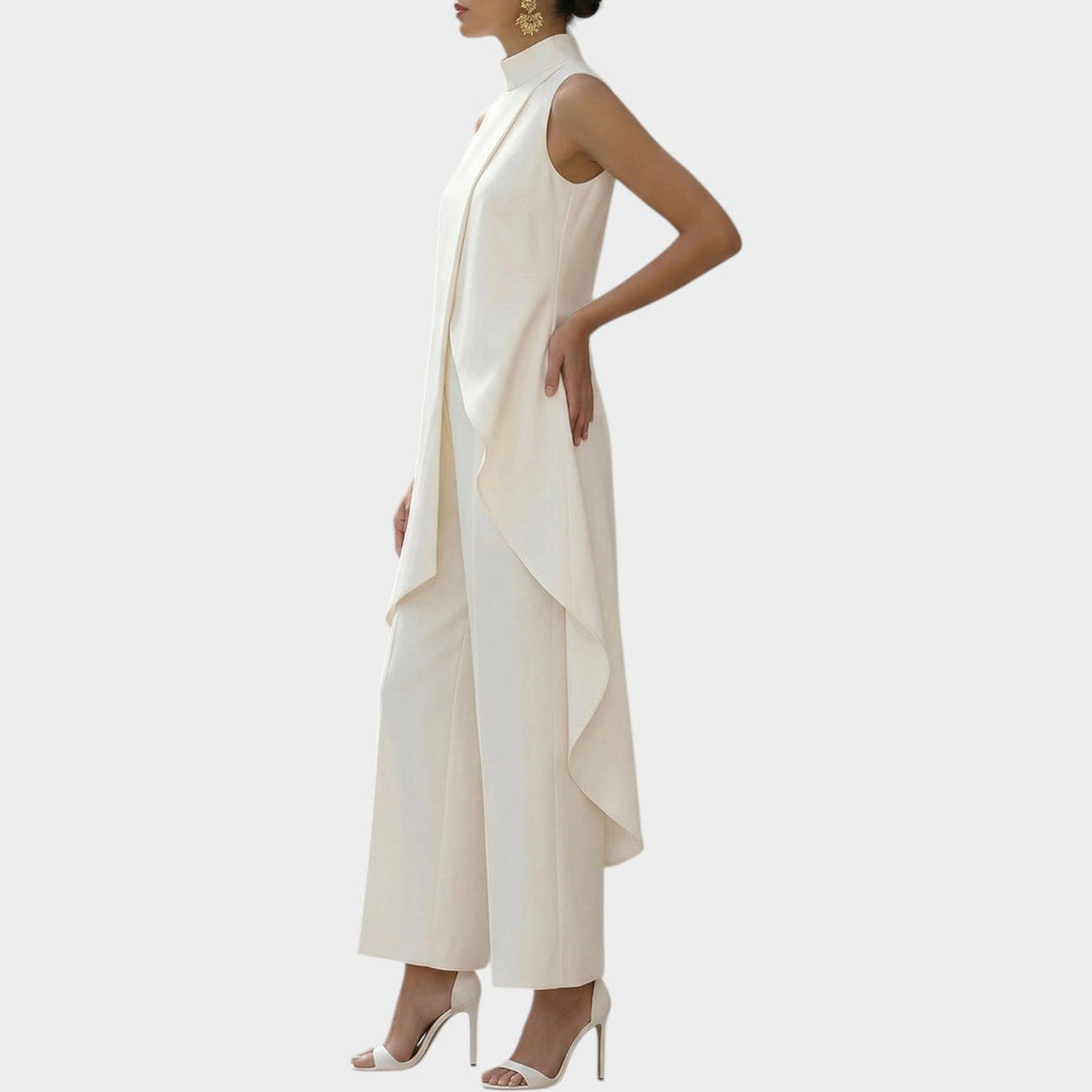 Draped Mock Neck Two-Piece Set