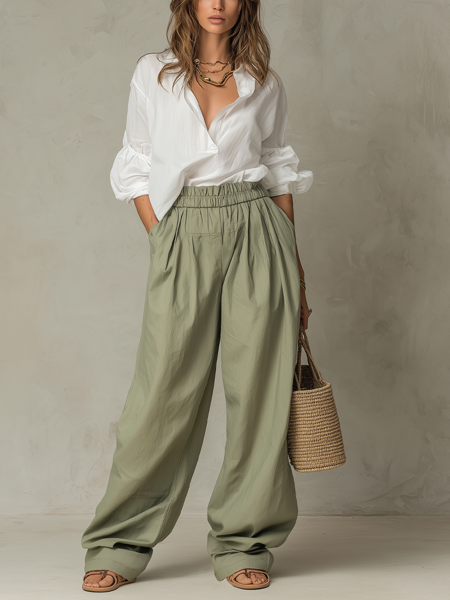 Relaxed Wide-Leg Pants Set