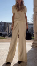 Short Sleeve Top & Wide Leg Pants Co‑Ord Set