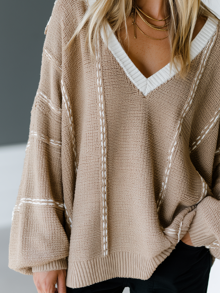 Minimal Bohemian Dropped Shoulder Sweater Top