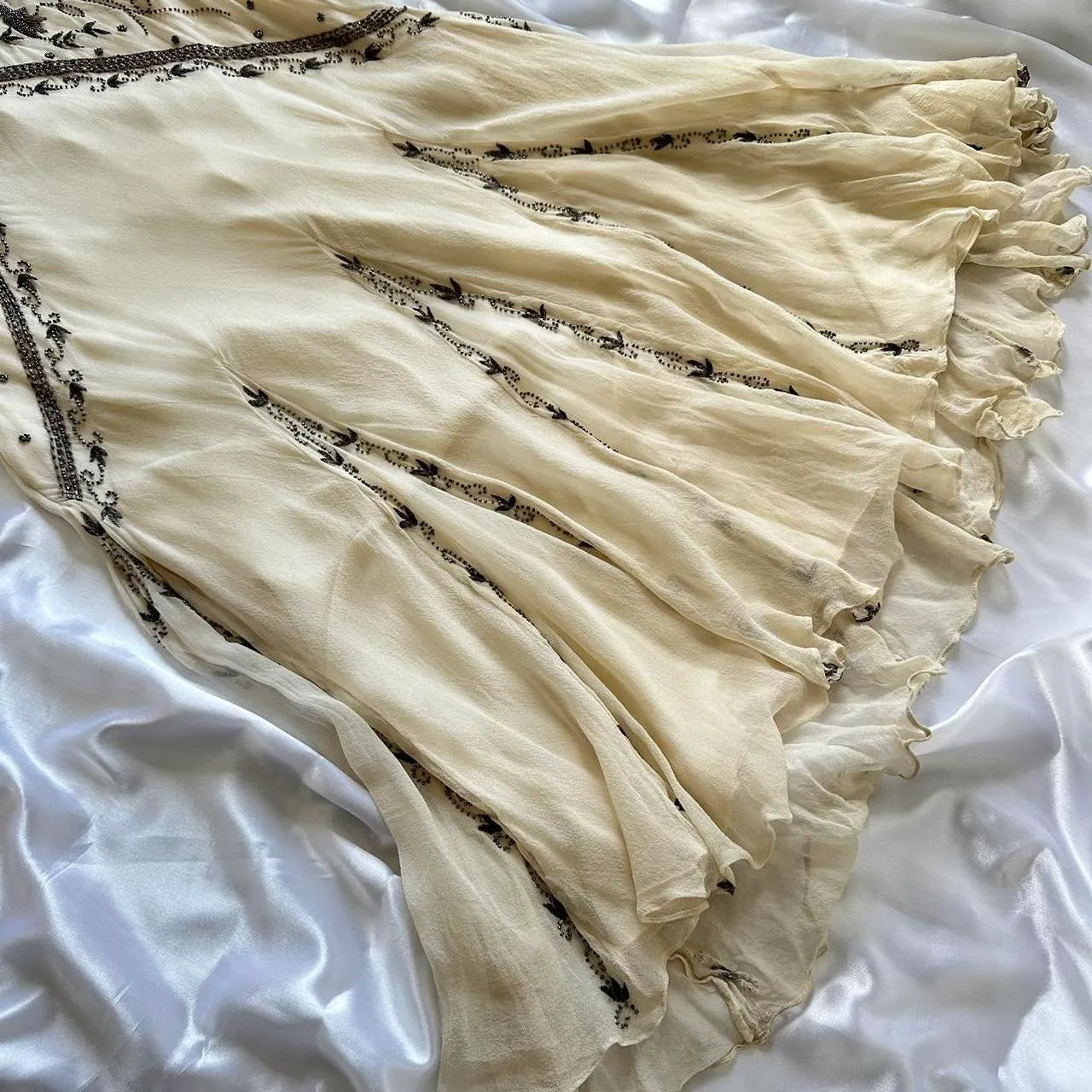 Women's Cream and Grey Dress