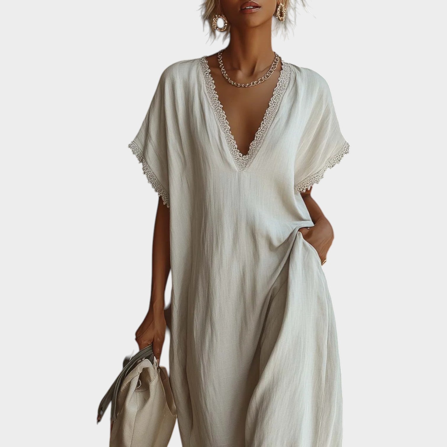 Deep V-Neck Maxi Dress