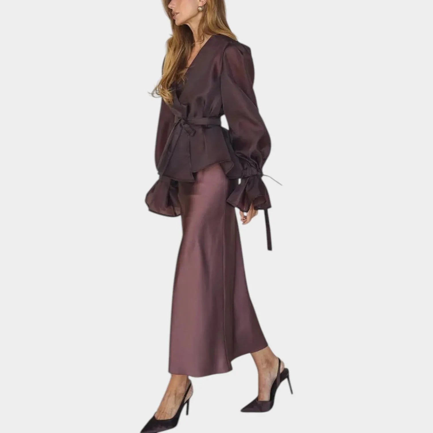 Satin and Chiffon Two-Piece Set