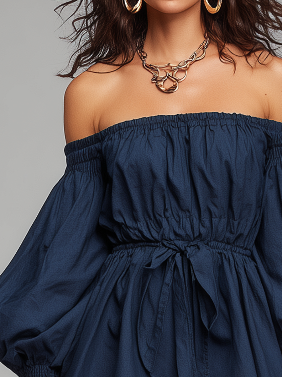 Chic Navy Off-Shoulder Mini Dress