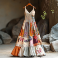 Women's Vintage Bohemian Patch Art Pattern Comfort Dress