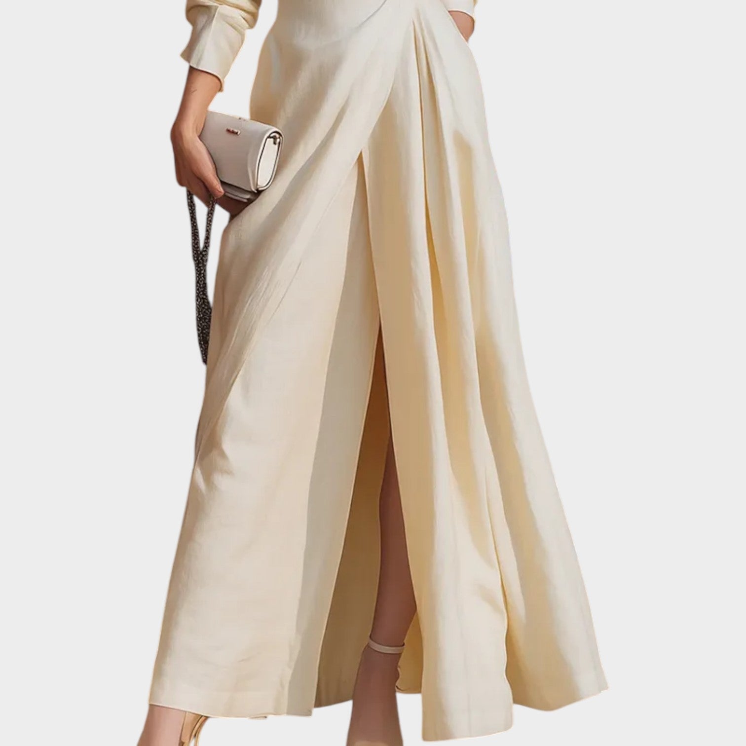 Elegant Wrap High-Slit Maxi Dress