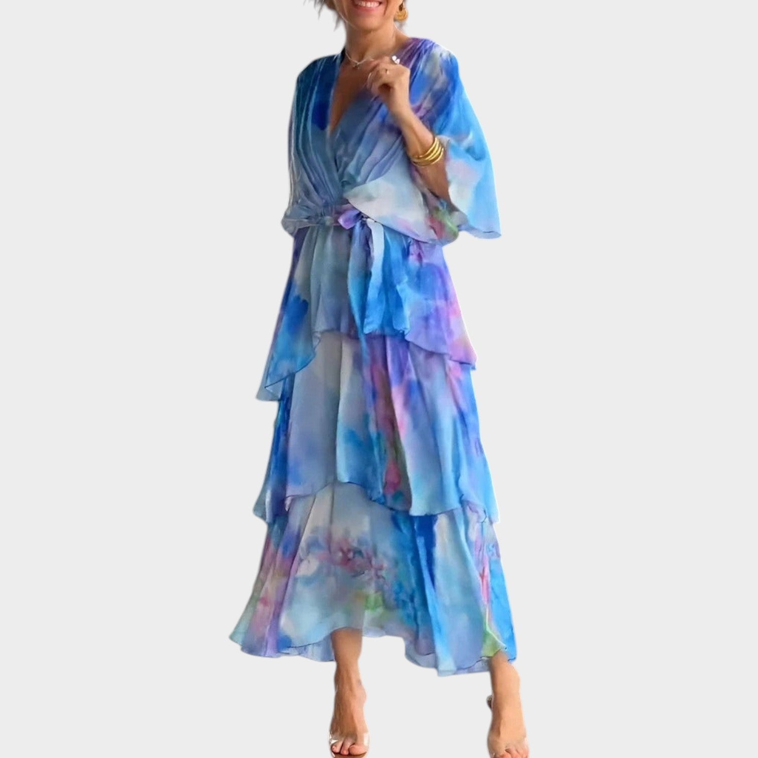 Romantic Watercolor Maxi Dress