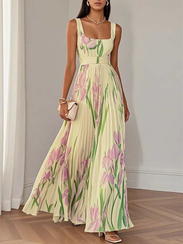 Suspender Print Maxi Dress