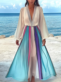 Summer vacation fashion elegant contrast color dress 0f1d