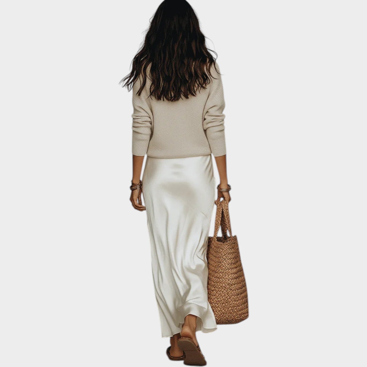 Sophisticated Knit and Satin Skirt Set