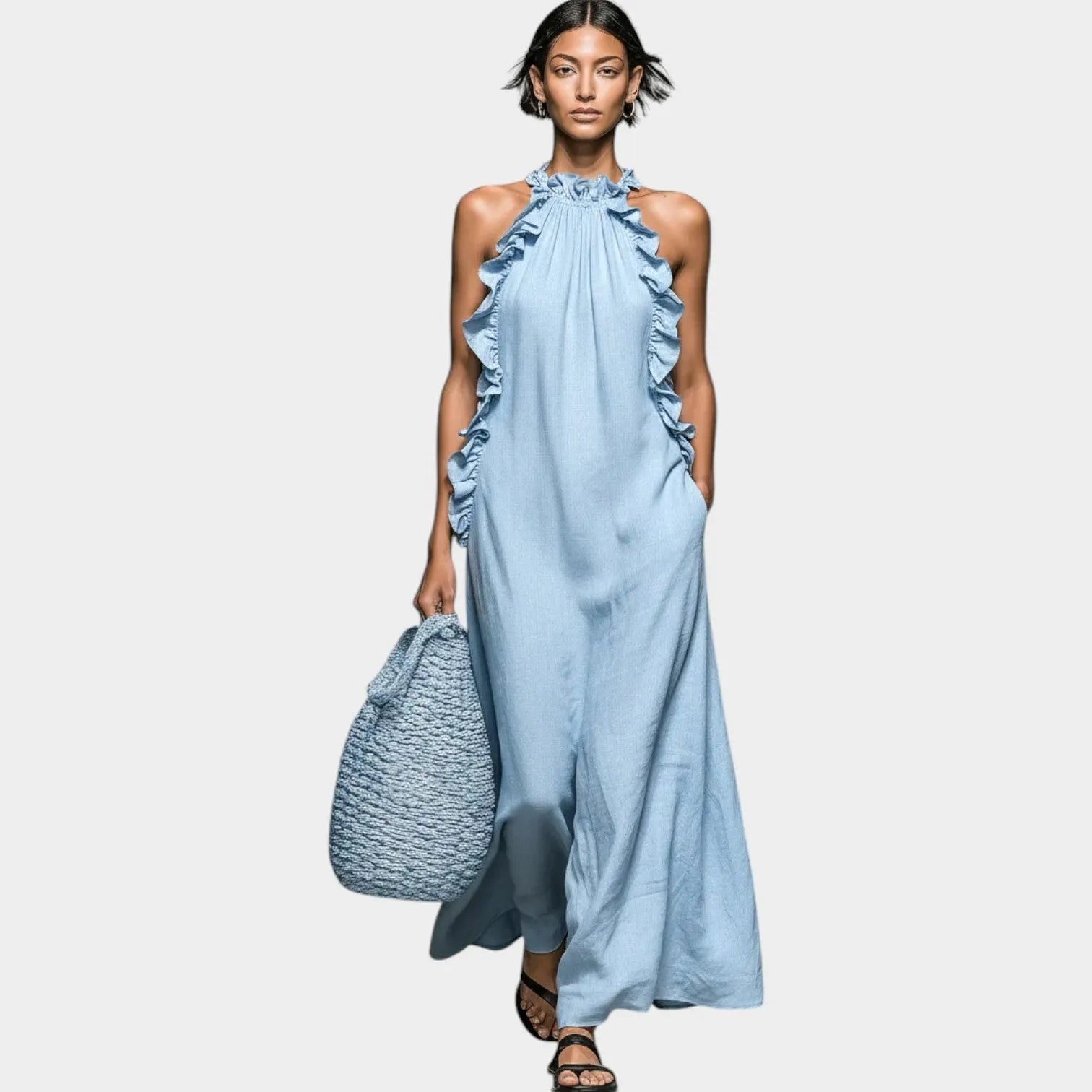 Ruffle Halter Maxi Dress