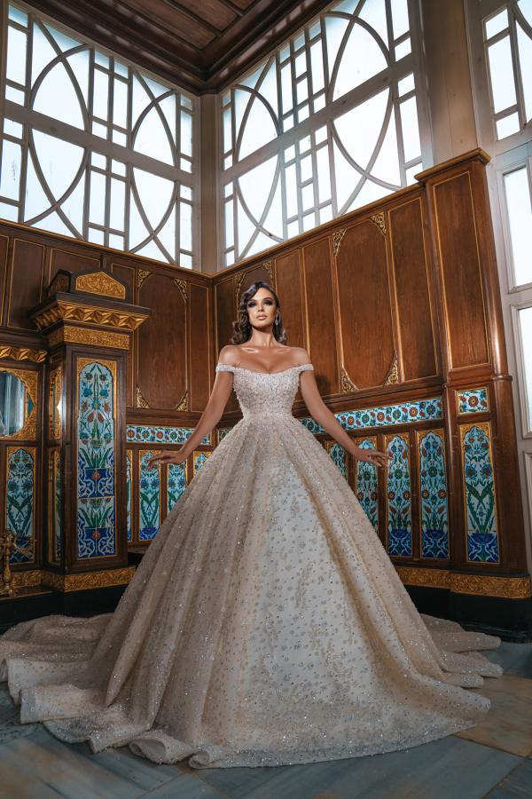 Dasida Luxury Off-the-shoulder Sequins Long Wedding Dresses With Slit