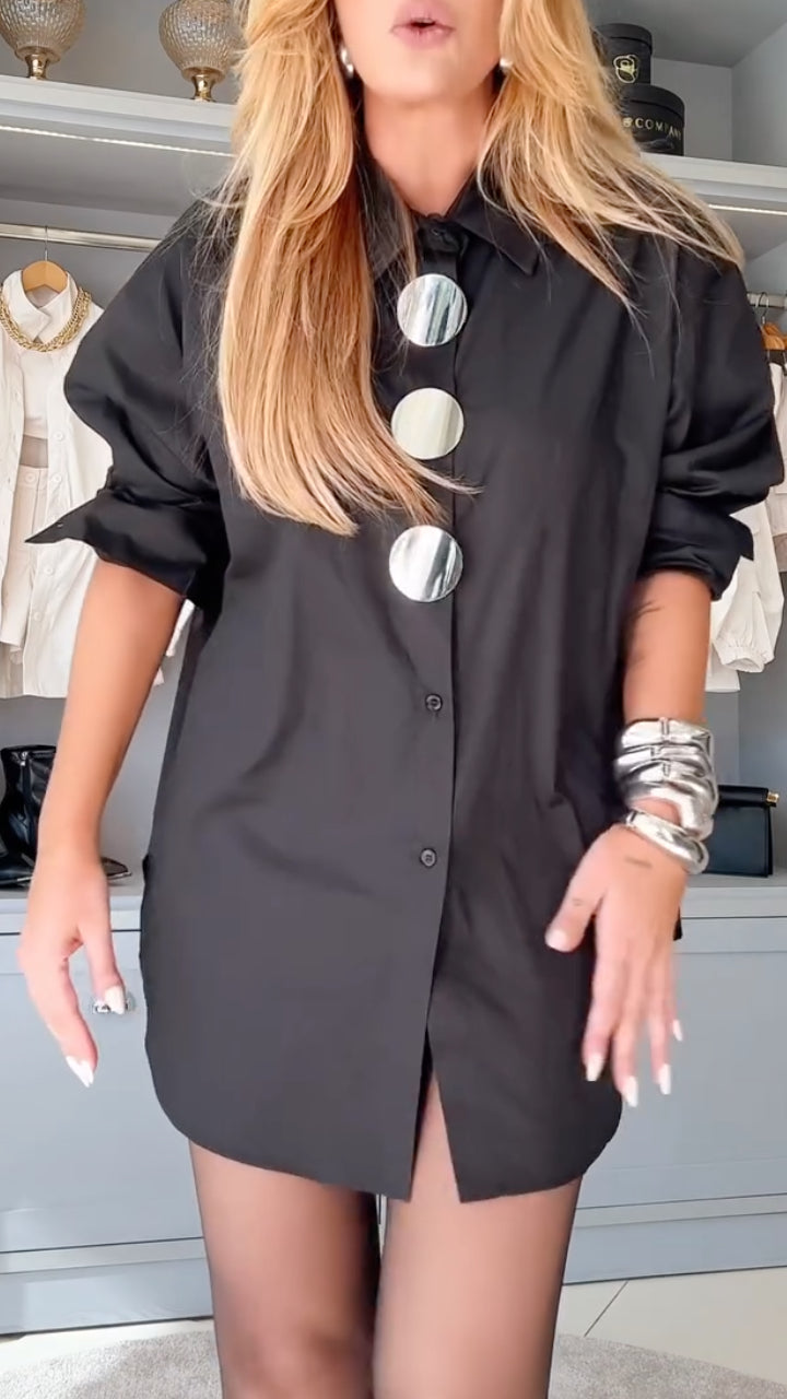 Black Oversized Statement Shirt