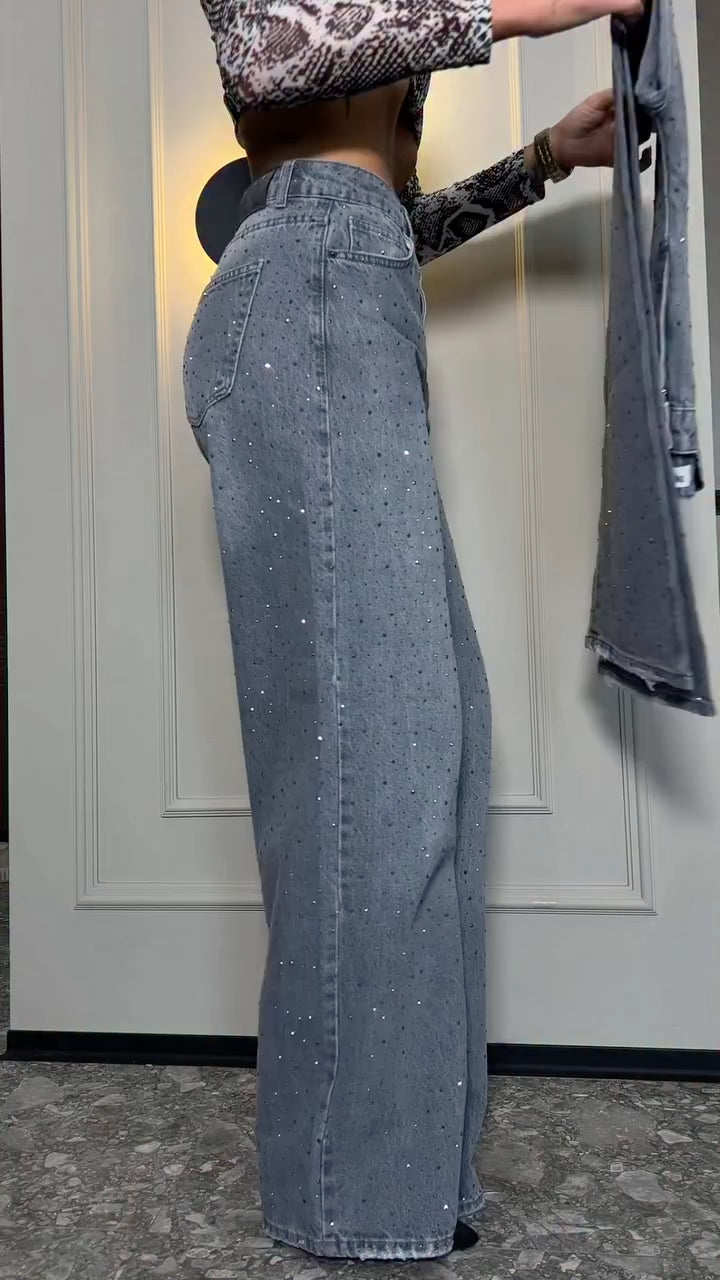Women's Rhinestone Fashion Straight Leg Jeans