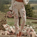 Women's Vintage Patchwork Floral Art Cozy Knit Leggings