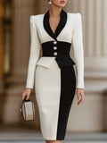 Timeless Contrast: Black & White Tailored Pencil Dress