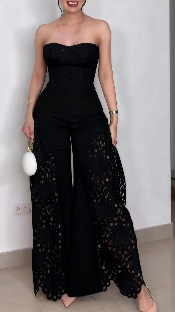 Fashionable Lace Tube Top & Trousers Suit✨👗