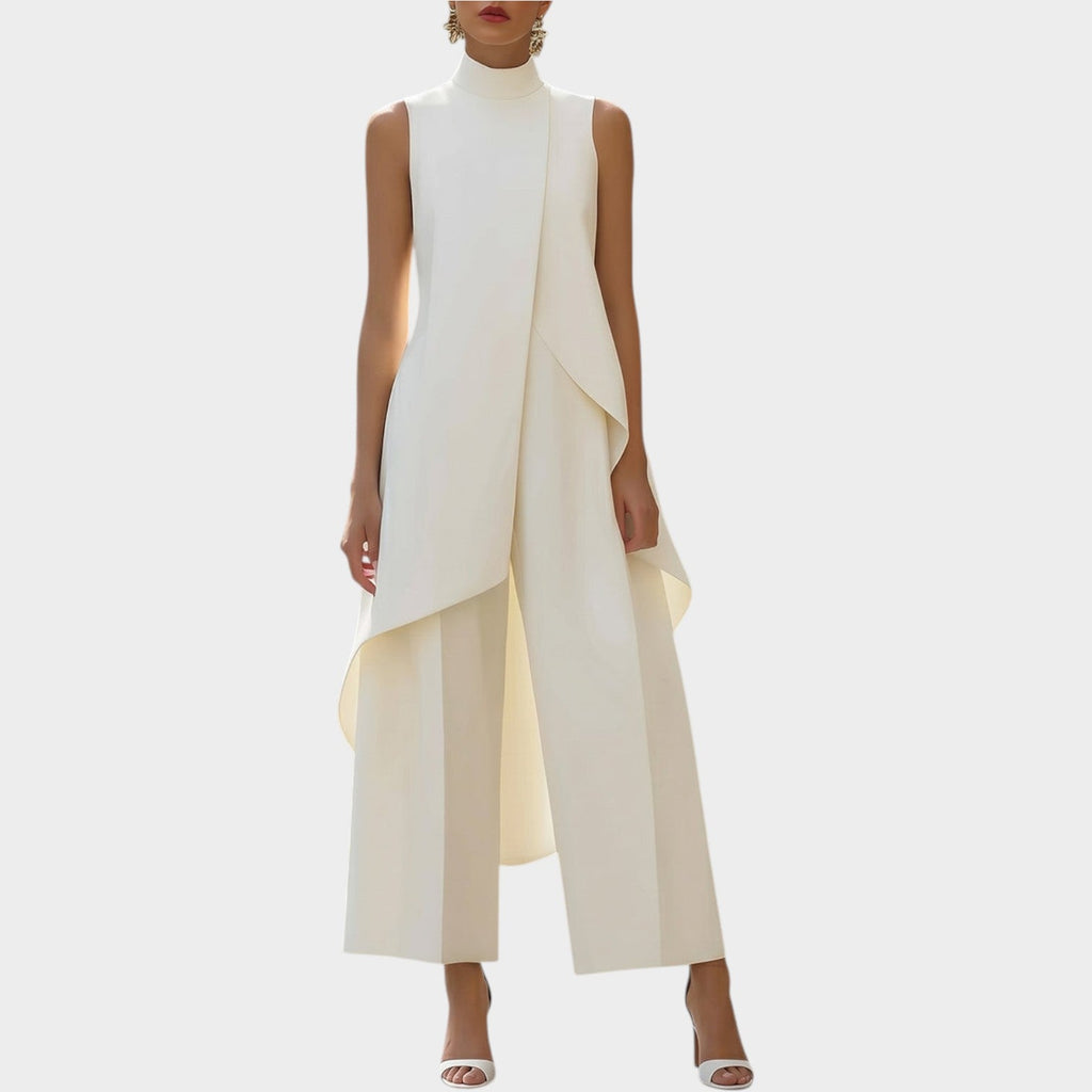 Draped Mock Neck Two-Piece Set