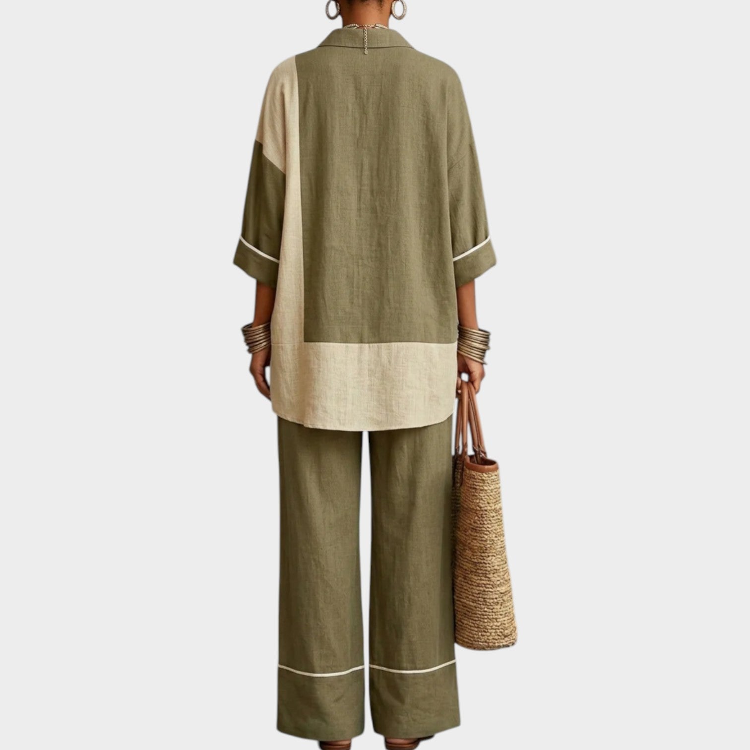 Color Block Relaxed Fit Two-Piece Set