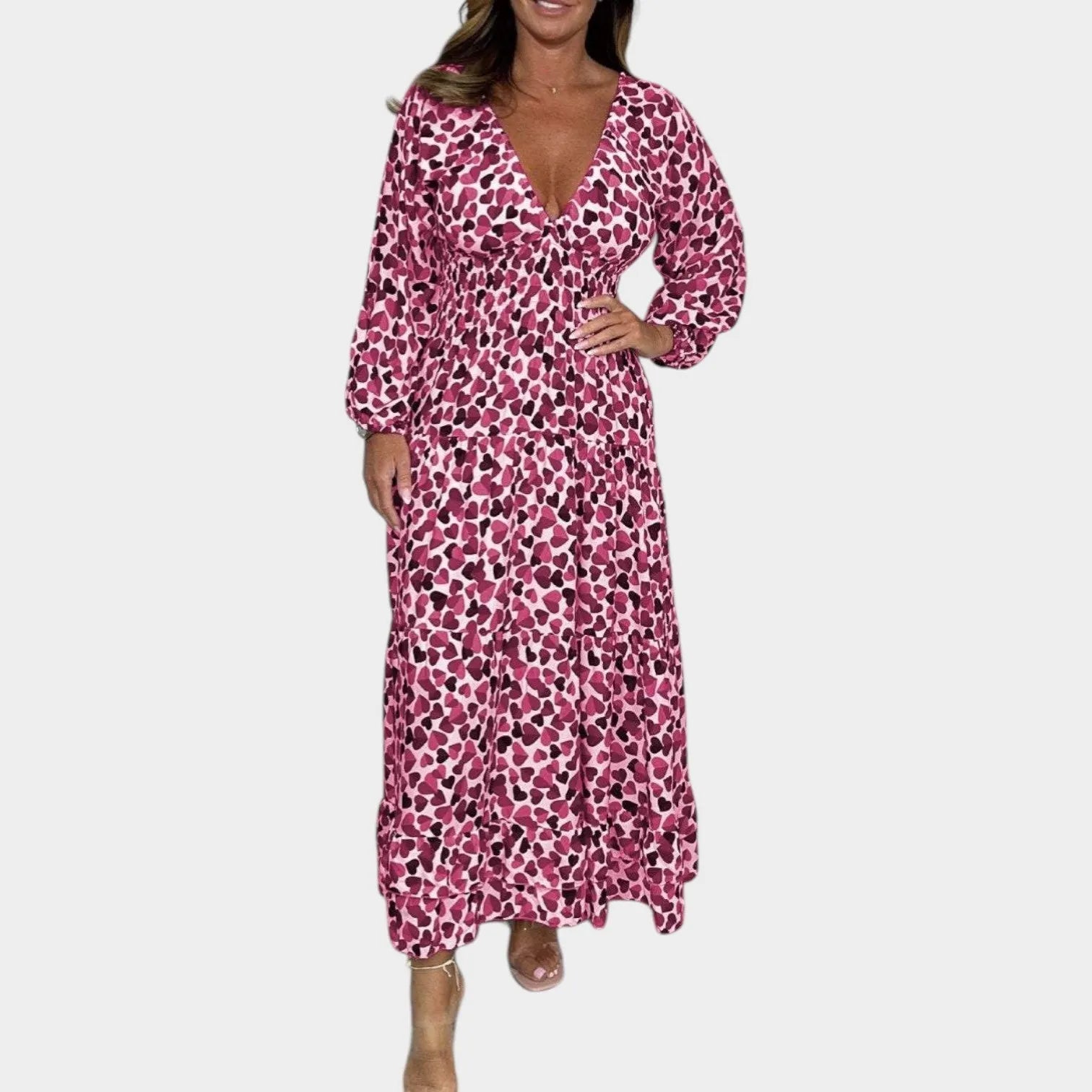 Long Sleeve Printed Maxi Dress