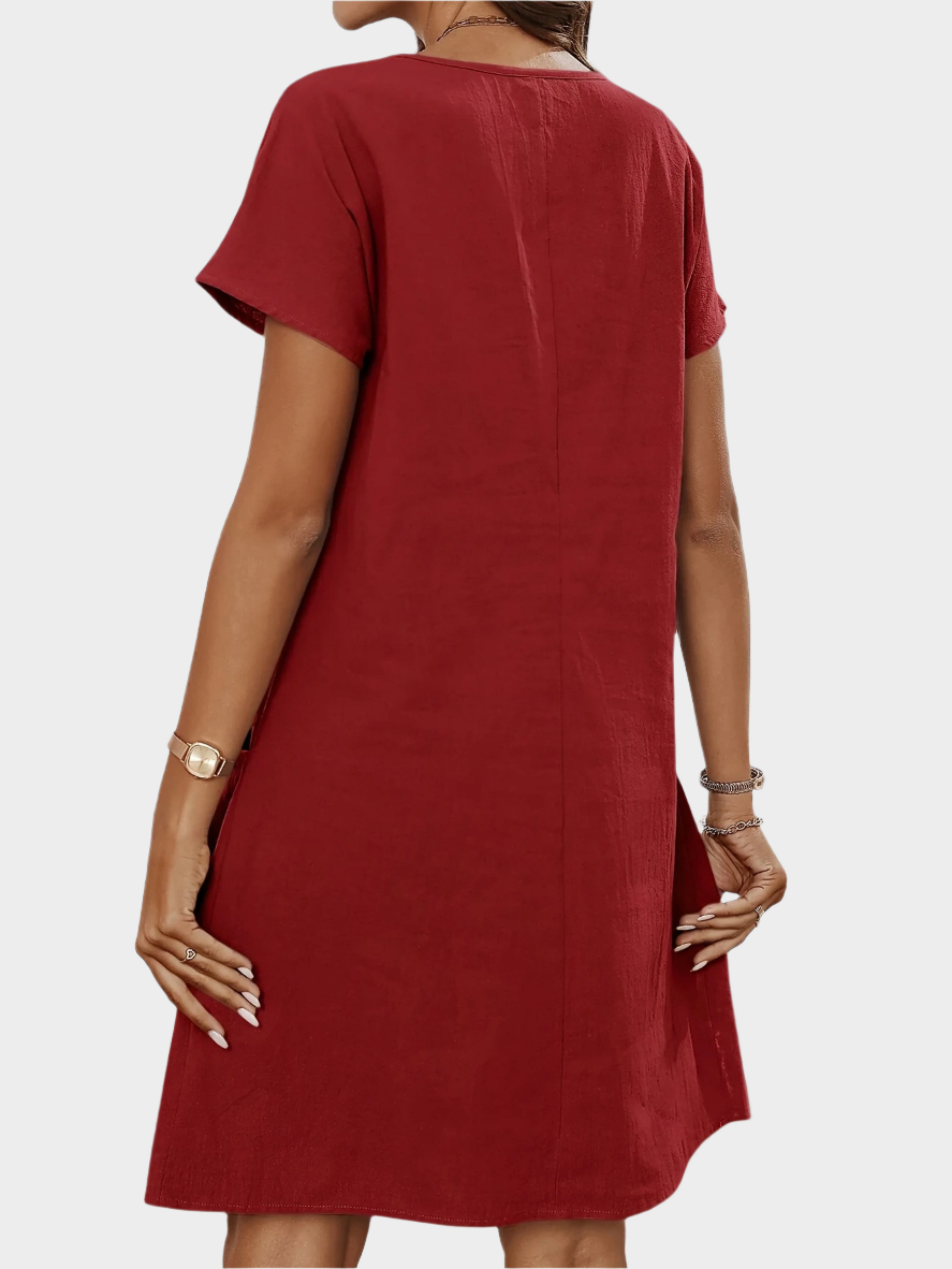Mini Dress with Short Sleeves and Zip at the Neckline