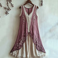 Women's Cherry Blossom Lace Art Vintage Linen Tank Dress
