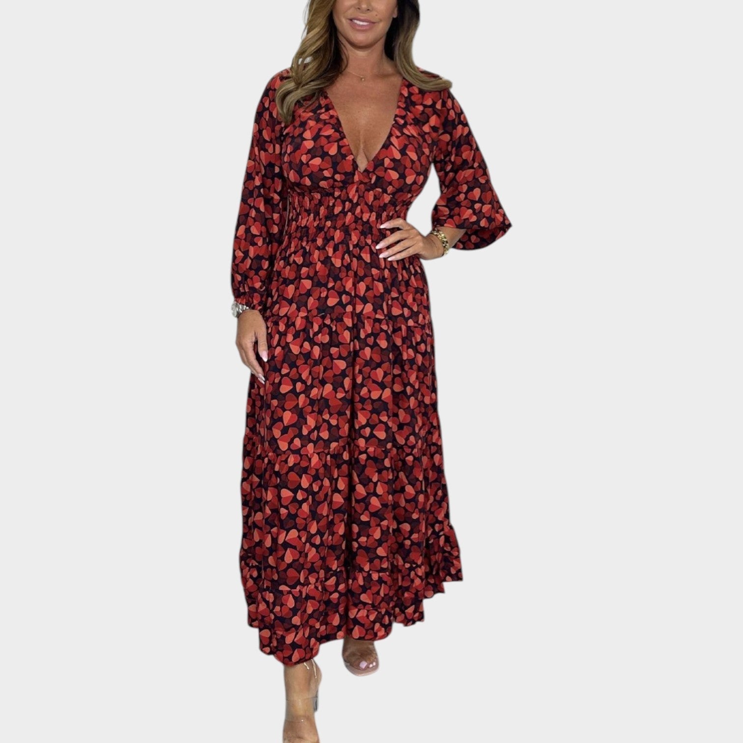 Long Sleeve Printed Maxi Dress