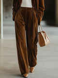 [24-hour shipping out]Casual Loose Vintage Pocket Velvet Suit Pants