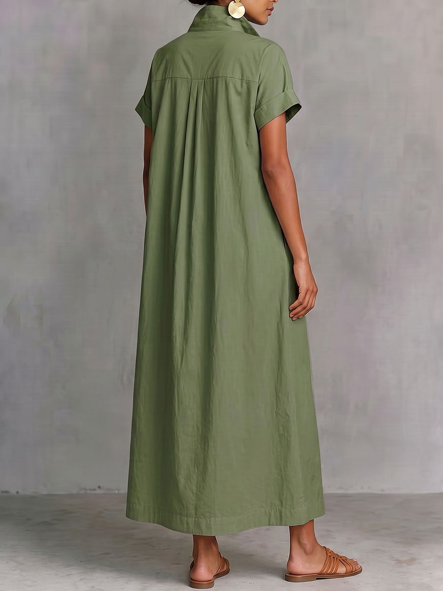 Zipper Solid Color Pockets Sleeveless High Waisted V-neck Maxi Dresses