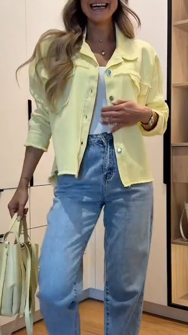 Women's Collared Denim Casual Jacket