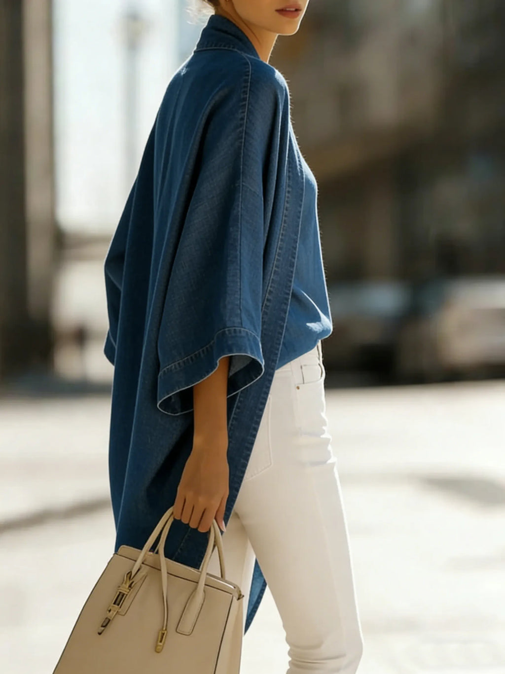 Women’s Casual Denim Two-Piece Set – Elegant Everyday Top & Wide-Leg Pants Outfit