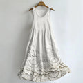 Cottage Floral Lace Embroidered Flowy Linen Tank Dress