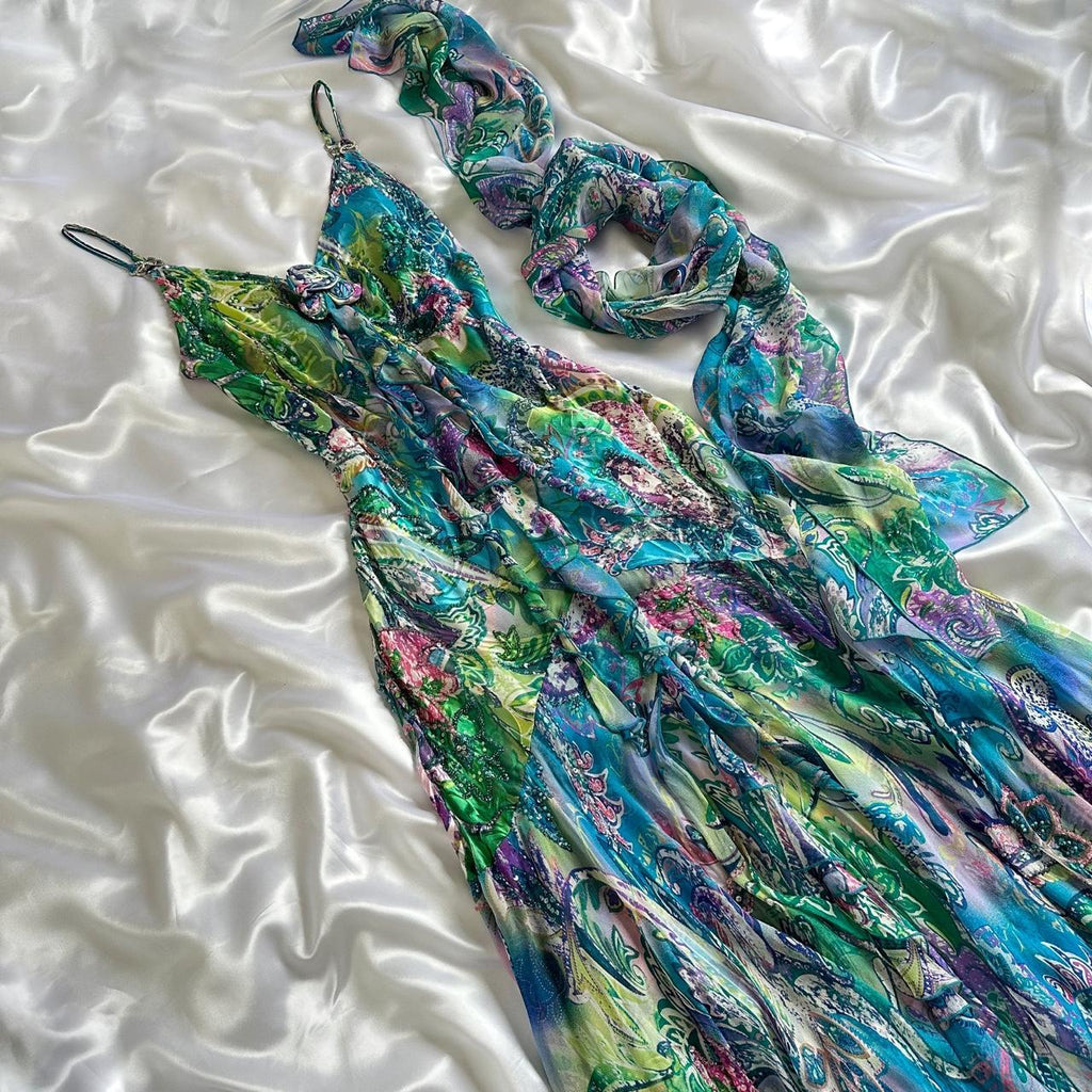 Women's Green and Brown Dress