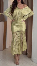 Satin Shirt & Lace Mermaid Skirt Co‑Ord Set